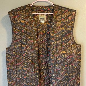 Brown,red,yellow & black vest